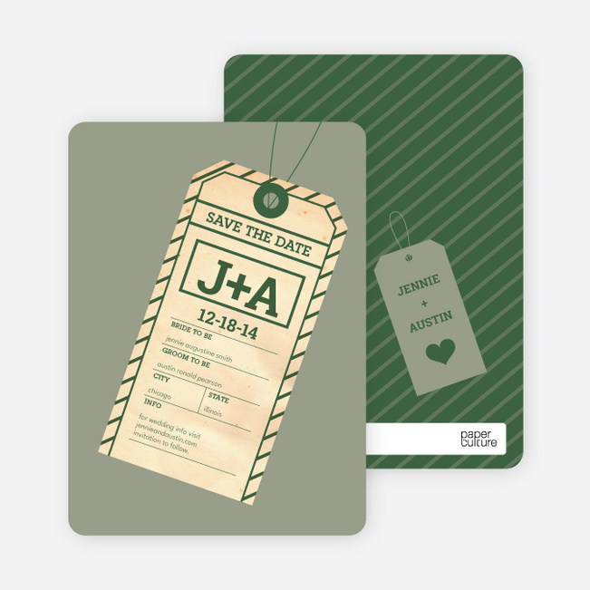 Destination Wedding Save the Date Cards - Forest Green