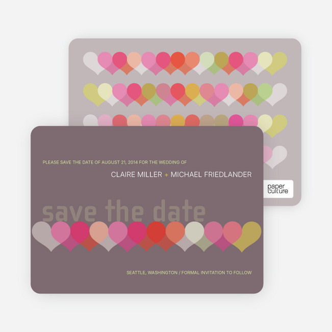 Heart Interplay Save the Date Cards - Plum