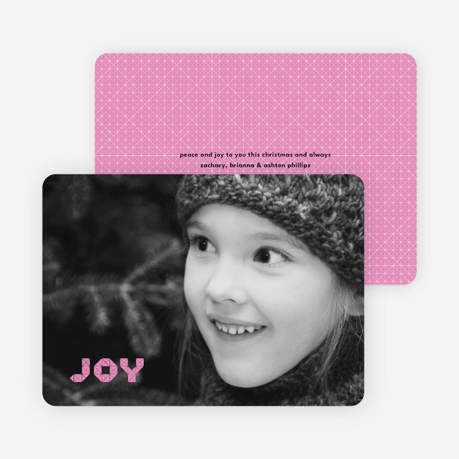 Joy Modern Holiday Photo Card - Magenta