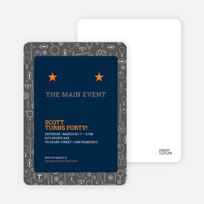 Sports Mania Party Invitations - Navy Blue