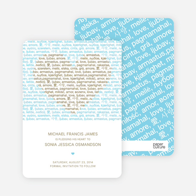 Words of Love Save the Date Cards - Khaki