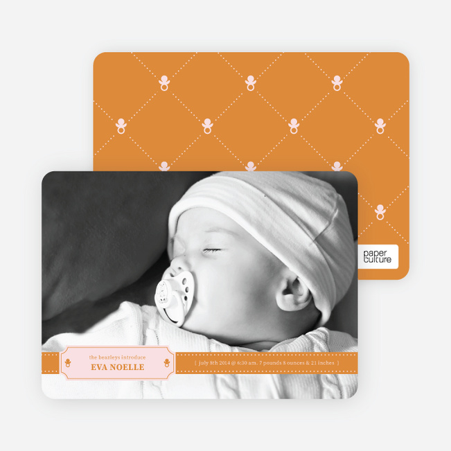 Binky Pacifier Baby Announcements - Apricot