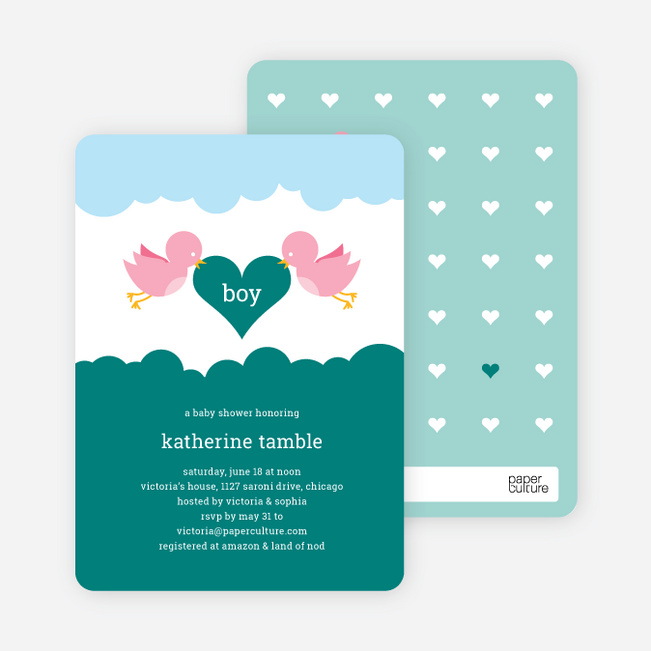 Bird Messenger Modern Birthday Invitations - Turquoise