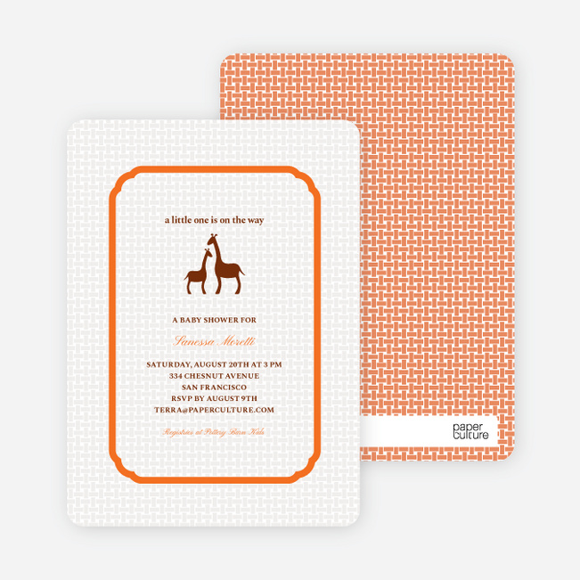 Classic Giraffe Baby Shower Invitation - Classic Orange