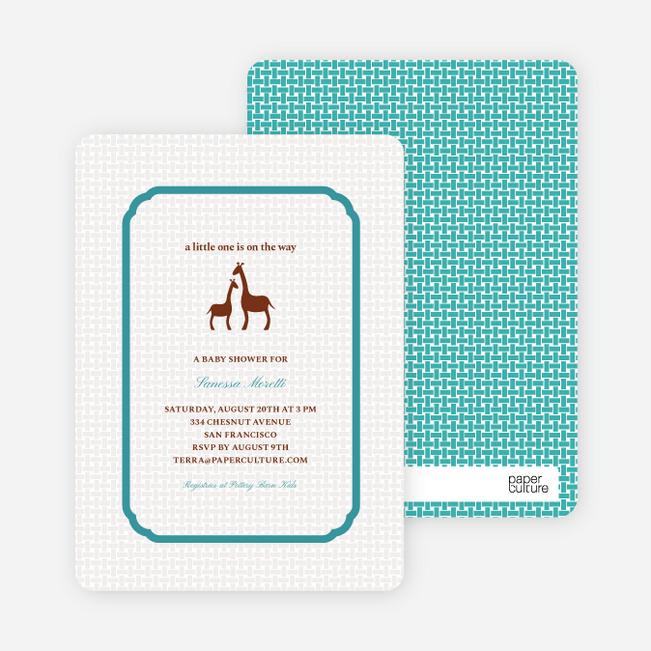 Classic Giraffe Baby Shower Invitation - Teal