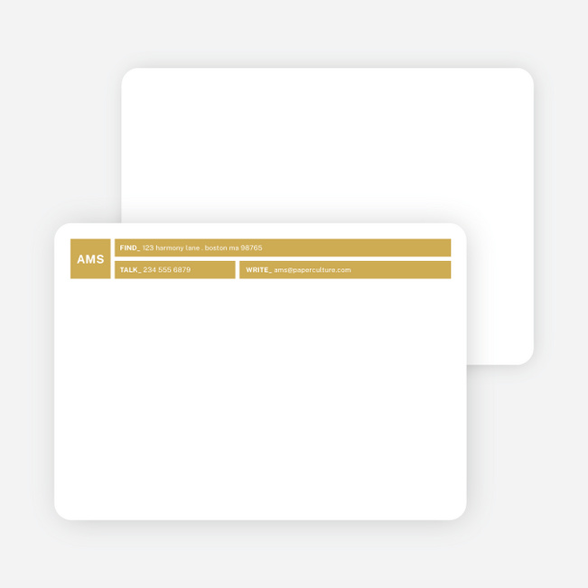 Colored Blocks Personal Stationery - Gold Bar