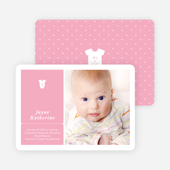 Onesie Tag Fresh Birth Announcements - Pinksie