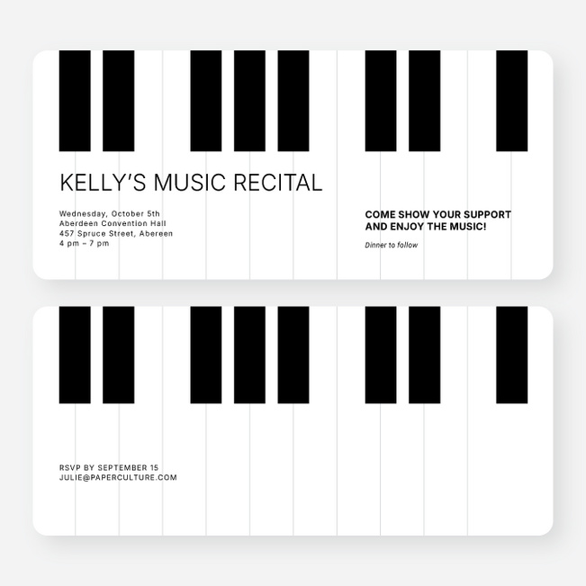 Piano Recital and Performance Invitations - Black