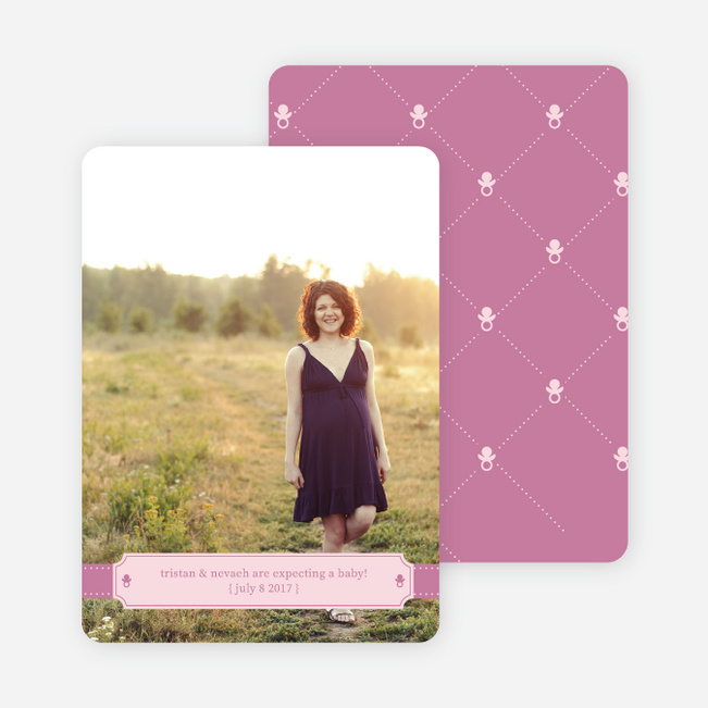 Ribbon Frame Pregnancy Announcements - Lavender Pink