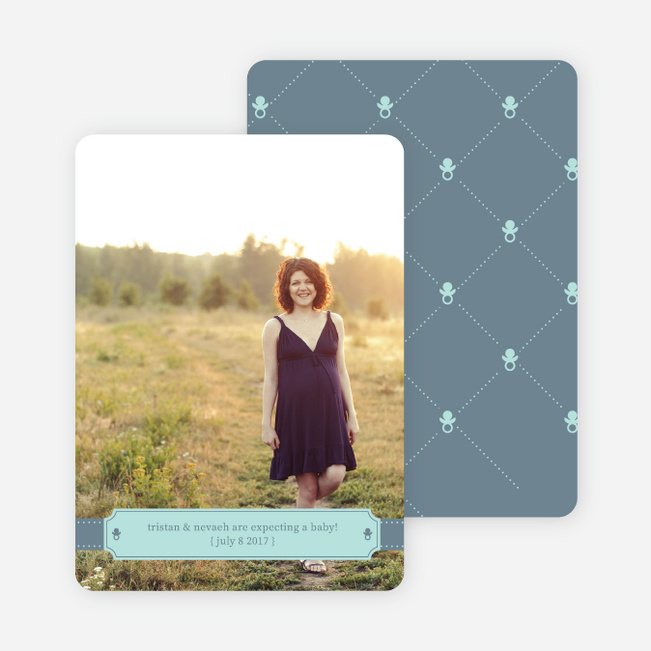 Ribbon Frame Pregnancy Announcements - Blue Jewel