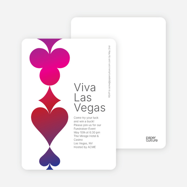 Casino Night Viva Las Vegas Party Invitations - White