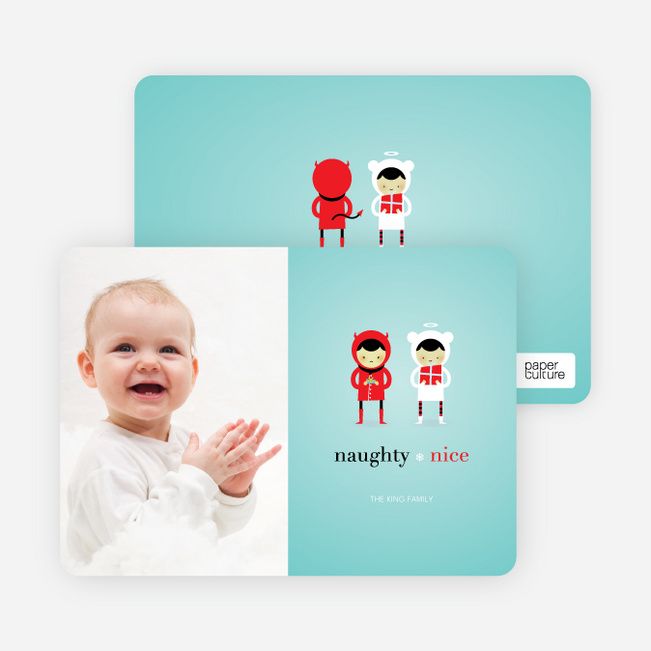 Devil and the Angel Holiday Photo Cards - Vista Blue
