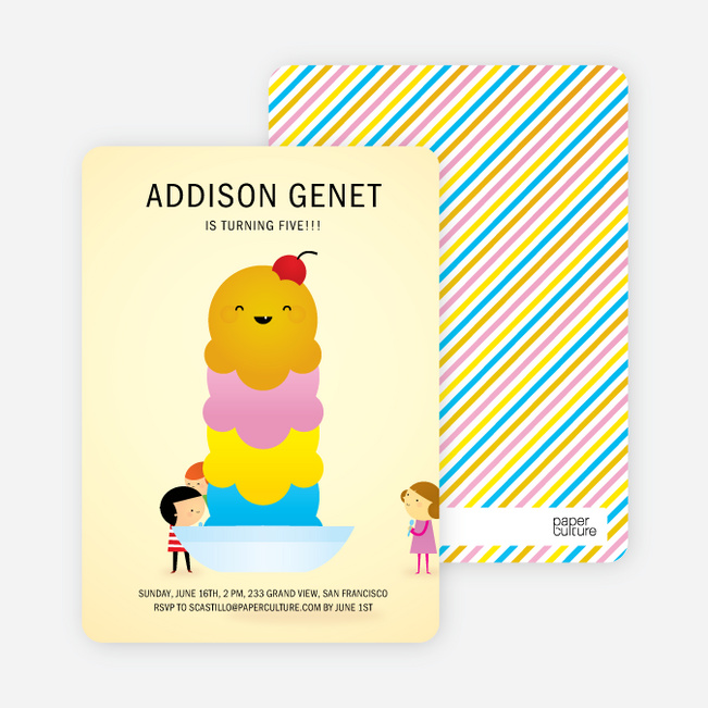 Ice Cream Sundae Birthday Party Invitations - Sorbet