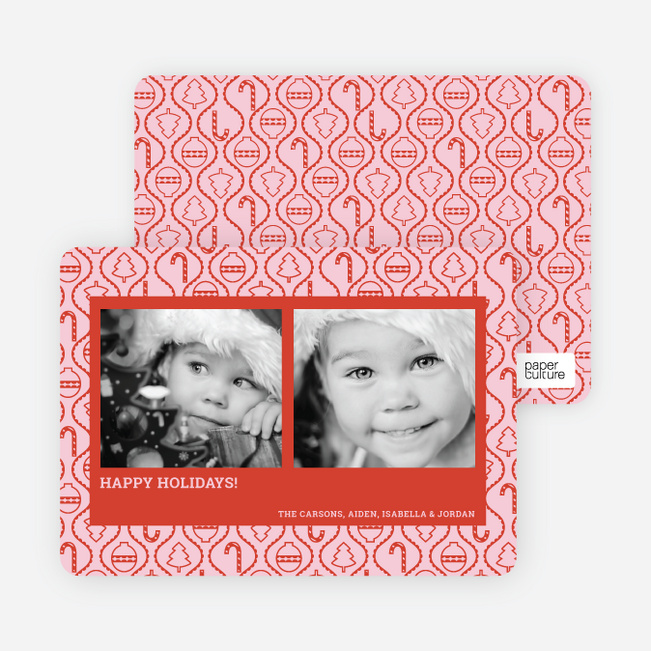 Ornament Border Holiday Photo Cards - Persimmon