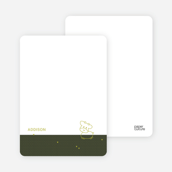 Personal Stationery for Year of the Ox Modern Baby Announcement - Khaki