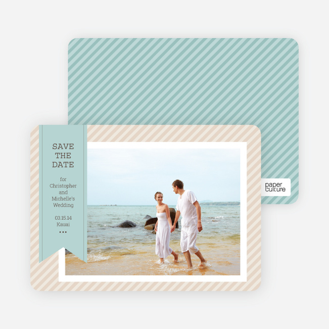Photo Label Save the Date Cards - Blue