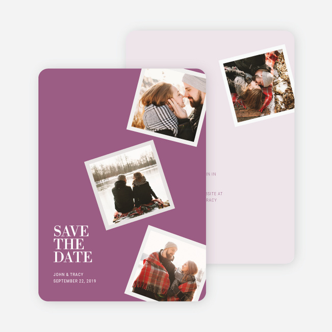 It’s Raining Photos Save the Date Photo Cards - Purple