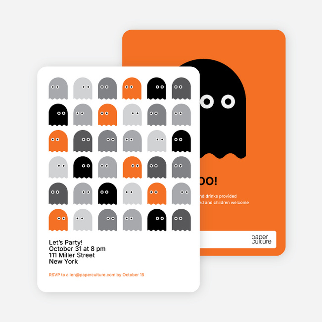Not so Scary Ghost Halloween Invitations - Orange