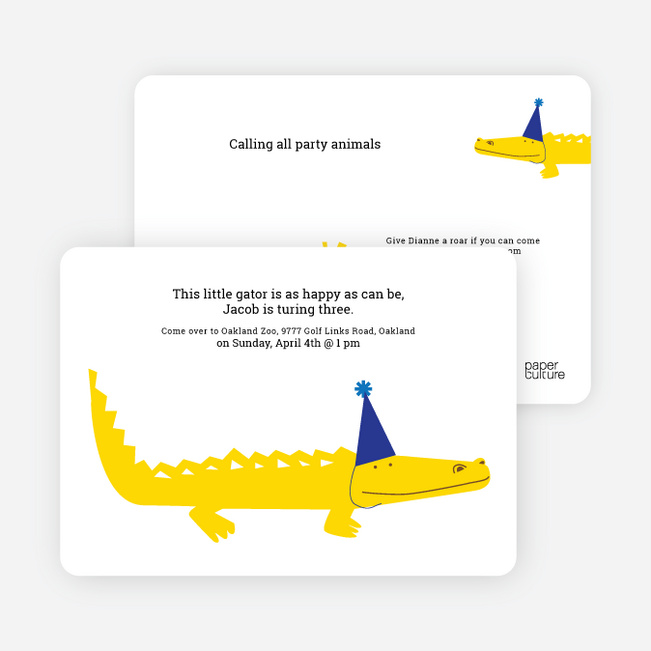 Zoo Animal Birthday Party Invitations - Cornflower Blue