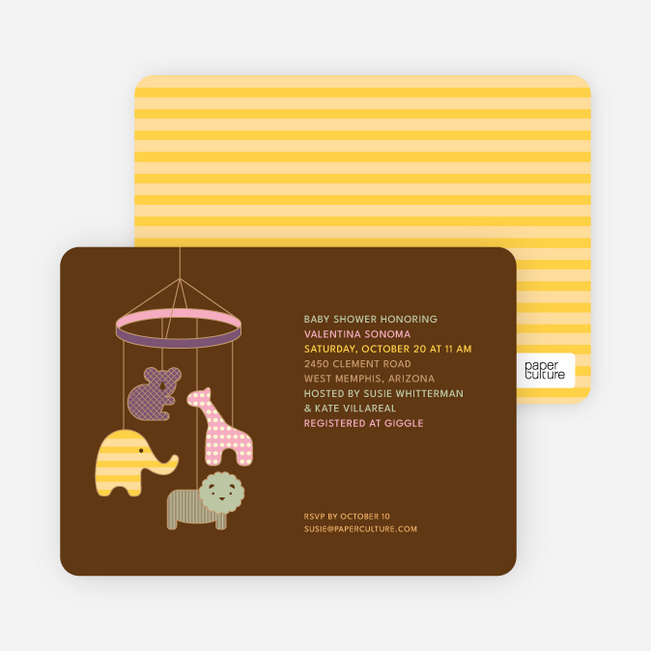 Animal Mobile Baby Shower Invitations - Cotton Candy