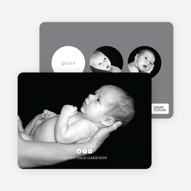 Freshly Minted: Monogram Birth Announcements - White