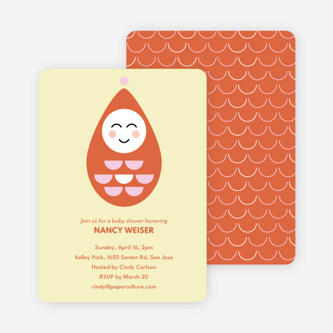 Modern Pea in the Pod Baby Shower Invitations - Orange