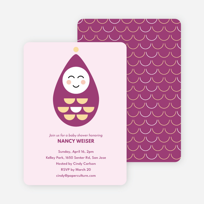 Modern Pea in the Pod Baby Shower Invitations - Pink