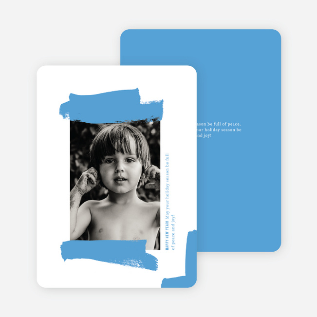 Painted Portrait Christmas Photo Cards & Holiday Photo Cards - Blue