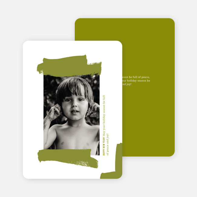 Painted Portrait Christmas Photo Cards & Holiday Photo Cards - Green