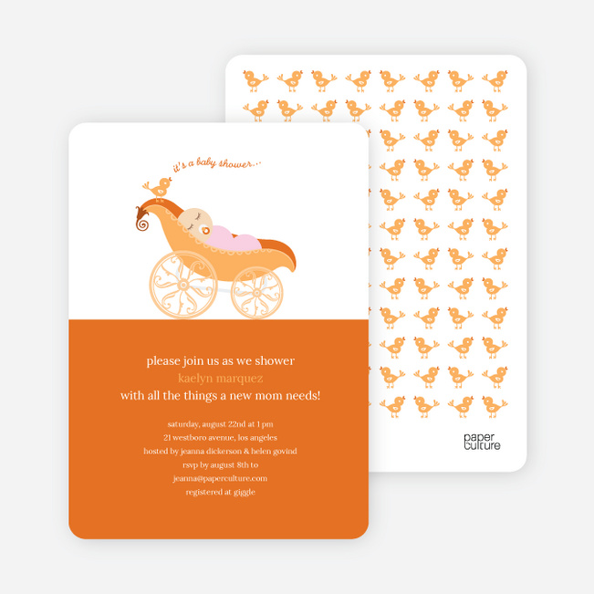 Pea in Pod Baby Shower Invitation - Orange