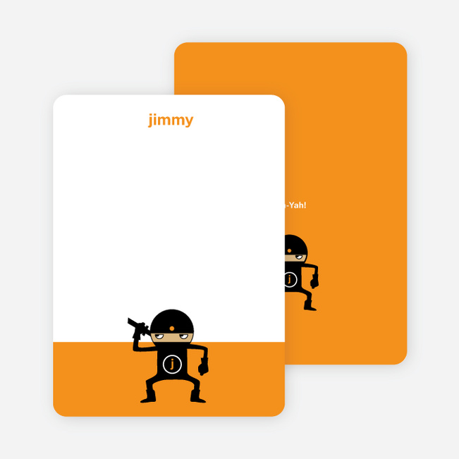 Personal Stationery for Modern Ninja Kids Birthday Invitation - Tangerine