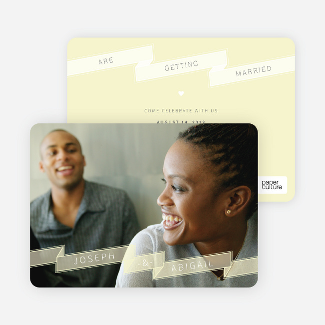 Ribbon Save the Date Cards - Yellow