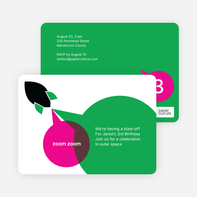 Rocket Launch Modern Birthday Invitation - Kelly Green