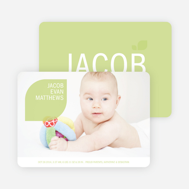 Simply Photos: Leaf Modern Baby Announcement - Light Mint