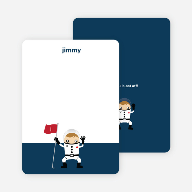 Stationery: ‘Astronaut Landing’ cards. - Blueberry