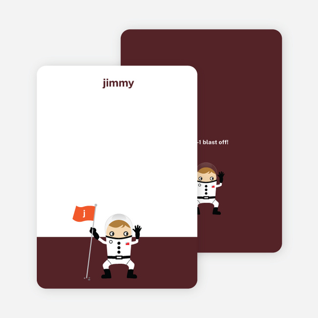 Stationery: ‘Astronaut Landing’ cards. - Espresso