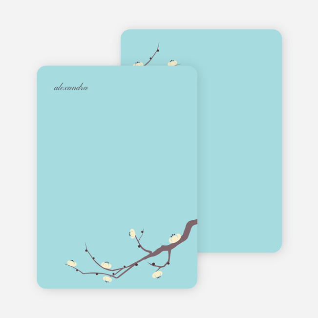 Stationery: ‘Modern Tree Branch Memories’ cards. - Grape