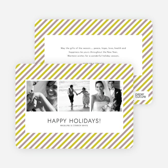 Bright and Bold Holiday Stripes 3 Photo Card - Chartreuse
