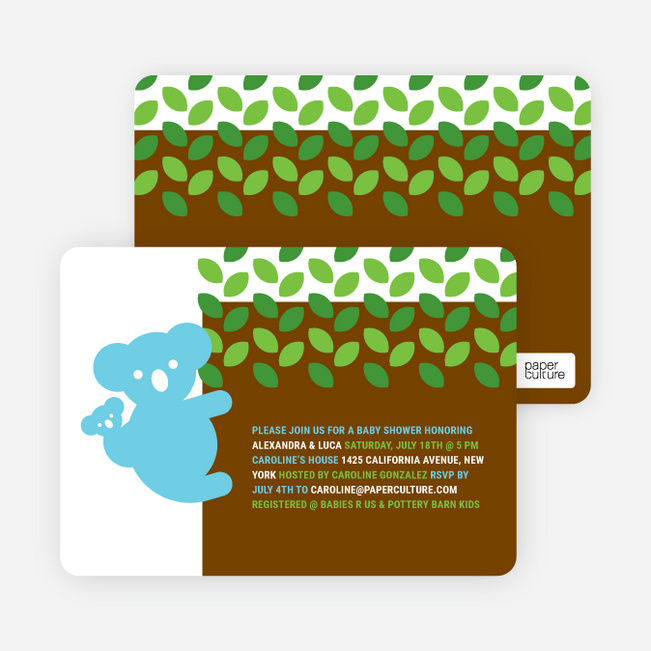 Cuddly Koala Baby Shower Invitation - Light Blue