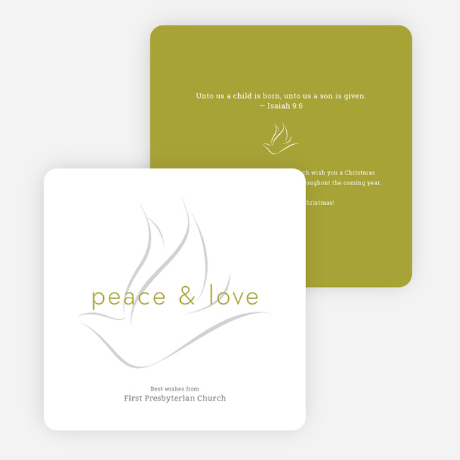 Dove of Peace and Love Religious Christmas Cards - Green