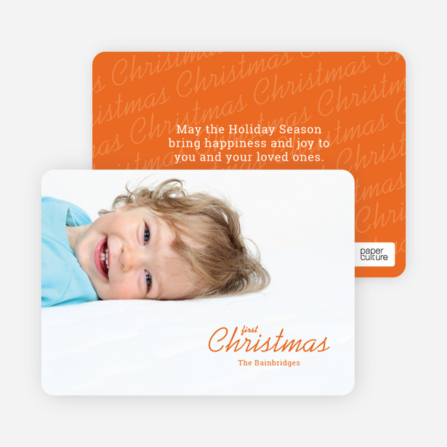 First Christmas Holiday Photo Cards - Orange