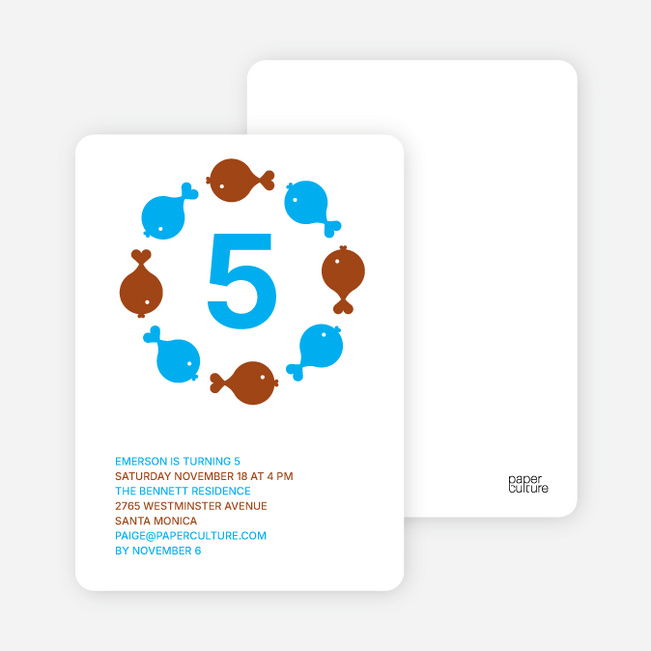 Fish Kaleidoscope Modern Birthday Invitation - Cyan