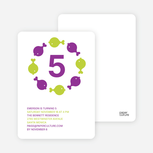 Fish Kaleidoscope Modern Birthday Invitation - Lime Green