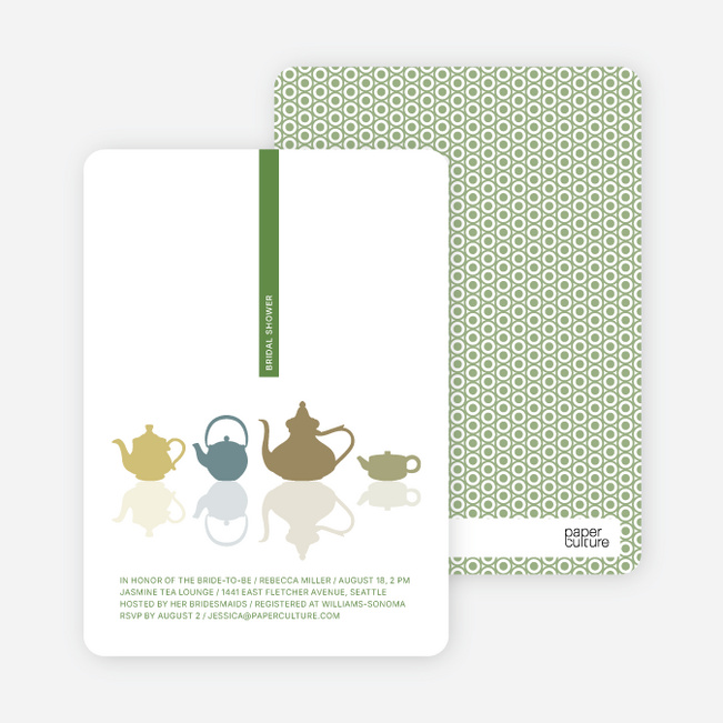 Invitations for Bridal Shower Tea - Fern Green