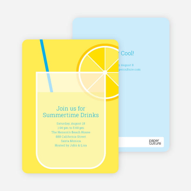 Lemonade Stand Party Invitations - Royal Blue