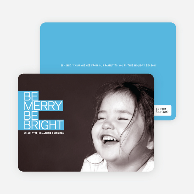 Be Merry Be Bright Prize Winning Holiday Photo Card - Cornflower Blue