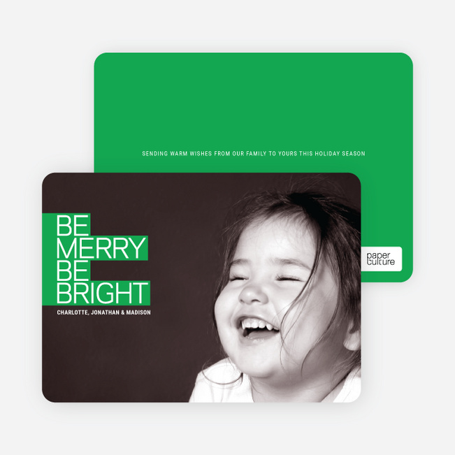 Be Merry Be Bright Prize Winning Holiday Photo Card - Shamrock Green