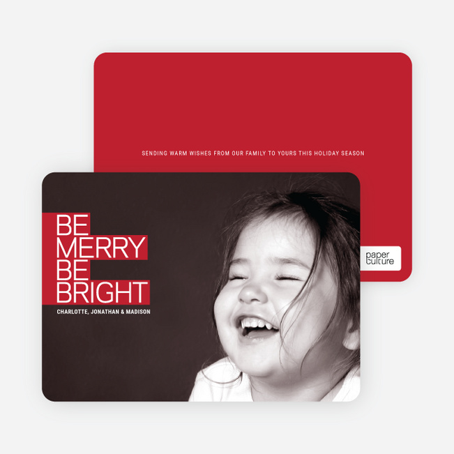 Be Merry Be Bright Prize Winning Holiday Photo Card - Cherry Red