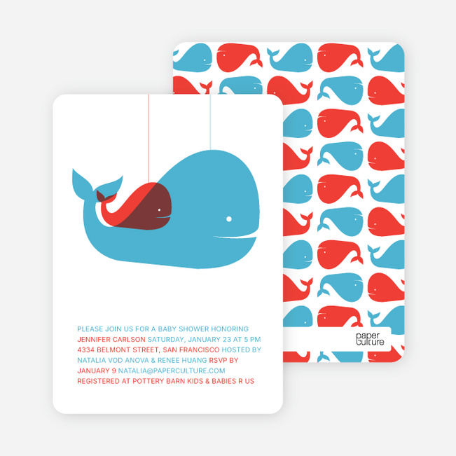 Momma and Baby Whale Baby Shower Invitation - Calm Blue