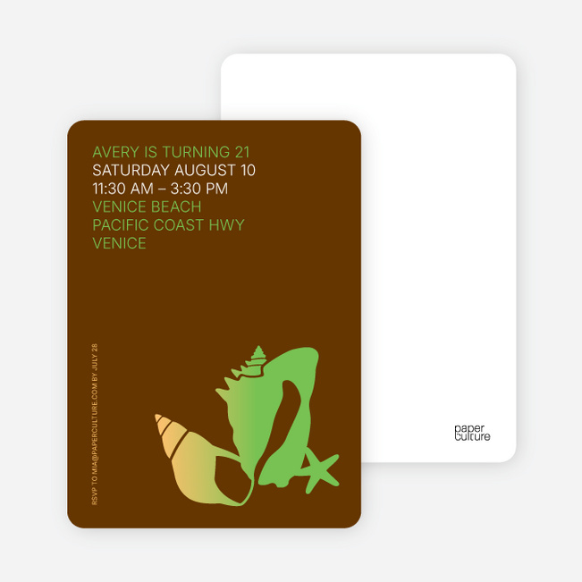 Seashell and Beach Party Invitations - Apple Green